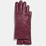 Coach Accessories | Coach Sculpted Signature Leather Tech Gloves | Color: Red | Size: Womens 7.5