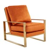 Jefferson Velvet Design Accent Armchair With Gold Frame - Leisuremod JA29OR