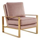 Jefferson Velvet Design Accent Armchair With Gold Frame - Leisuremod JA29PK