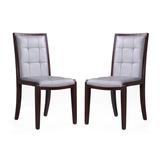 Executor Silver and Walnut Faux Leather Dining Chairs (Set of Two) - Manhattan Comfort DC003-SV