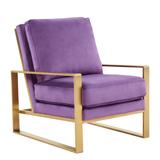 Jefferson Velvet Design Accent Armchair With Gold Frame - Leisuremod JA29PR