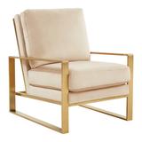 Jefferson Velvet Design Accent Armchair With Gold Frame - Leisuremod JA29BG