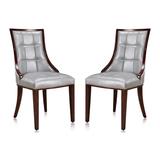 Fifth Avenue Silver and Walnut Faux Leather Dining Chair (Set of Two) - Manhattan Comfort DC008-SV