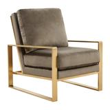 Jefferson Velvet Design Accent Armchair With Gold Frame - Leisuremod JA29DGR