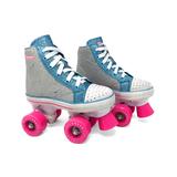 Chicago Skates Girls' Roller Skates & Blades Silver - Gray & Pink Glitter LED Jr. Fashion Skate