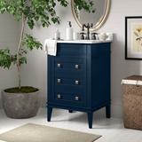 Legion Furniture 24" Single Bathroom Vanity Set Wood/Marble in Blue, Size 34.5 H x 24.0 W x 22.0 D in | Wayfair WS3124-B
