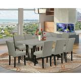 Winston Porter Aimee-Lee 9-Pc Dinette Room Set - 8 Kitchen Parson Chairs & 1 Modern Rectangular Cement Kitchen Table Top w/ High Chair Back in Black