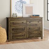 Gracie Oaks Nutting 6 Drawer 53.6" W Double Dresser Wood in Brown, Size 33.38 H x 53.6 W x 17.0 D in | Wayfair 395A79D228D24CACA2560AA23C1E90B3