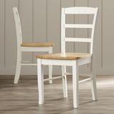 August Grove® Solid Wood Dining Chair Wood in White/Brown, Size 35.24 H x 18.11 W x 19.3 D in | Wayfair ATGR1106 29585598