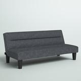 Zipcode Design™ Fayetteville Twin 69" Wide Tufted Back Convertible Sofa Wood/Microfiber/Microsuede in Black, Size 29.0 H x 69.0 W x 32.0 D in