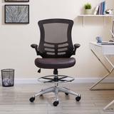 Wrought Studio Allexandria Drafting Chair Wood/Upholstered/Mesh/Metal in Black, Size 41.0 H x 26.5 W x 26.5 D in | Wayfair VRKG8149 44026299