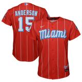 "Youth Nike Brian Anderson Red Miami Marlins 2021 City Connect Replica Player Jersey"