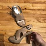 Michael Kors Shoes | Platforms Chunky Nude High Heels Pumps Leather Straps Stacks Neutral Block | Color: Cream/Tan | Size: 8.5