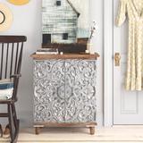 Laurel Foundry Modern Farmhouse® Vitagliano 2 Door Accent Cabinet Wood in Brown/Gray, Size 38.3 H x 32.9 W x 15.0 D in | Wayfair