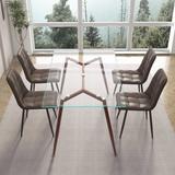 Mercury Row® Heeter 4 - Person Dining Set Glass/Metal/Upholstered Chairs in Gray/White, Size 29.5 H in | Wayfair 97DEEC64FDDE4F2AAB457E672263D322