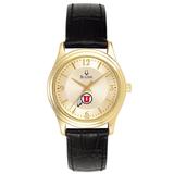 "Women's Utah Utes Gold-Tone Stainless Steel Watch with Black Leather"