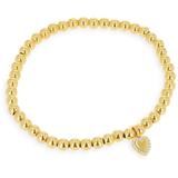 14k Yellow Gold Diamond Heart Charm Bead Bracelet - Metallic - Moon & Meadow Bracelets
