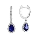 Effy® 1/4 Ct. T.w. Diamond And 1.42 Ct. T.w. Natural Sapphire Drop Earrings In 14K White Gold