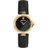 Idyia Ip Gold Stainless Steel Leather-strap Watch - Metallic - Versace Watches