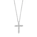 Effy® Women's 1 ct. t.w. Diamond Cross Pendant Necklace in 14K White Gold, 16 in