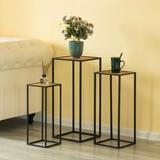 Latitude Run® Modern Nesting Display Tables Square Accent Side End Table, Set Of 3 Wood in Black/Brown/Gray, Size 28.0 H x 12.0 W x 12.0 D in