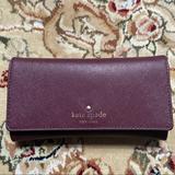 Kate Spade Bags | Kate Spade Burgundy Saffiano Leather Wallet | Color: Red | Size: 7 X 3.75 X 1.5 Inches