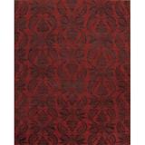 Samad Rugs Modern Tibet 3 Floral Hand-Knotted Cayenne Area Rug Silk/Wool in Red, Size 96.0 W x 0.25 D in | Wayfair