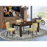 Red Barrel Studio® Tawton Folden Rubber Solid Wood Dining Set Wood/Upholstered Chairs in Brown | Wayfair 5686D75909C14193993481CAD9B0E439