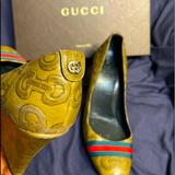 Gucci Shoes | Gucci Heels Wedge Shoes Pumps Designer Luxury Y2k | Color: Brown/Green | Size: 6