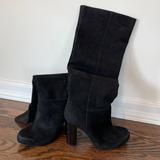 Nine West Shoes | Nine West Black Suede Platform Heeled Boots | Color: Black | Size: 7.5