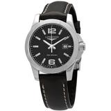 Conquest Quartz Black Dial Watch - Black - Longines Watches