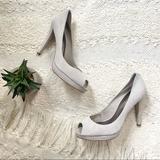 Coach Shoes | Coach Selma Heels Gray Suede Peep Toe Pumps | Color: Gray | Size: 10