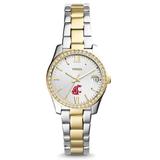 Women's Fossil Washington State Cougars Scarlette Mini Two Tone Stainless Steel Watch