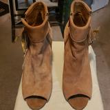 Jessica Simpson Shoes | Jessica Simpson Peeptoe Ankle Boots | Color: Tan | Size: 10