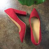 J. Crew Shoes | J. Crew Red Suede Leather Pointed Toe Heels | Color: Red | Size: 10