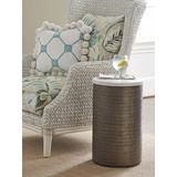 Tommy Bahama Home Ocean Breeze Round Chairside Table Aluminum/Marble Look in Brown/Gray/White, Size 22.0 H x 14.0 W x 14.0 D in | Wayfair