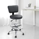 Latitude Run® Markece Faux Leather Drafting Chair Aluminum/Upholstered in Gray, Size 37.4 H x 16.2 W x 16.2 D in | Wayfair