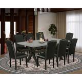 Gracie Oaks Rupertus 9-Pc Dinette Set - 8 Dining Chairs & 1 Modern Rectangular Cement Dining Room Table Top w/ High Stylish Chair Back | Wayfair