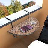 East Urban Home Folding Balcony Table Stone/Concrete/Metal/Mosaic in Gray, Size 25.2 H x 26.38 W x 22.05 D in | Wayfair