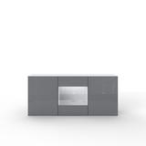Latitude Run® Commode Sb1 White/slate Grey Mirror Gloss, Led, E05 Wood in Gray, Size 27.6 H x 63.0 W x 15.7 D in | Wayfair