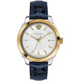 Icon Classic Stainless Steel Leather-strap Watch - Metallic - Versace Watches