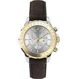 Chrono Signature Two-tone Stainless Steel Leather-strap Watch - Brown - Versace Watches