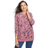 Plus Size Women's French Terry Sweatshirt by Woman Within in Desert Rose Feather (Size 4X)