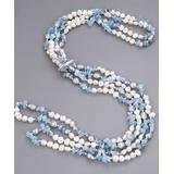 MICALLA Jewelry Women's Necklaces Blue - Cultured Pearl & Aquamarine Station Necklace