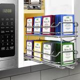 Lynk Professional® Slide Out Tea Bag Holder Organizer - Double Upper Kitchen Cabinet Pull Out Rack, Organize Up To 140 Tea Bags, Chrome Steel in Gray