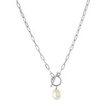 Belk Silverworks Women's 18 Inch Fine Silver Plate Pearl Toggle Chain Necklace