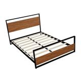 17 Stories Makai Full Size Metal & Wood Platform Bed w/ Headboard & Footboard Metal in Brown, Size 37.0 H x 54.0 W x 78.0 D in | Wayfair