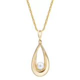 "Everlasting Gold 10k Gold Freshwater Cultured Pearl Teardrop Pendant Necklace, Women's, Size: 18"", White"