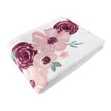 Sweet Jojo Designs Watercolor Floral Wine Pink Polyester Baby Blanket in Green/Pink/Red, Size 50.0 H x 40.0 W x 0.2 D in | Wayfair