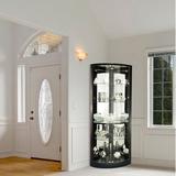 Latitude Run® Jelisa Lighted Corner Curio Cabinet Wood/Glass in Black/Brown, Size 78.0 H x 31.0 W x 20.75 D in | Wayfair